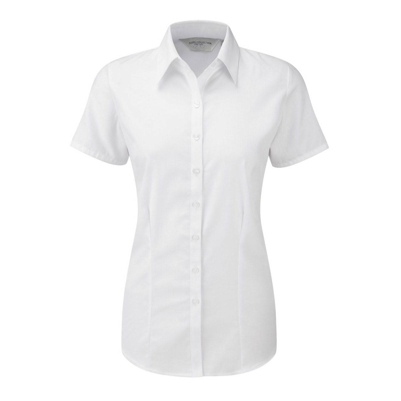 R963F-LADIES SHORT SLEEVE HERRINGBONE SHIRT